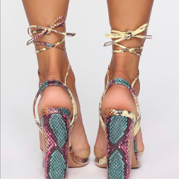 Never worn multicolored snakeskin tie up heels! - Picture 3 of 3